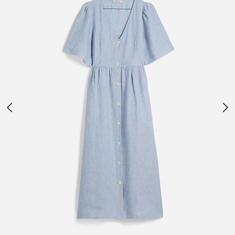 Madewell Cassie Button-Front Midi Dress in Linen, Large